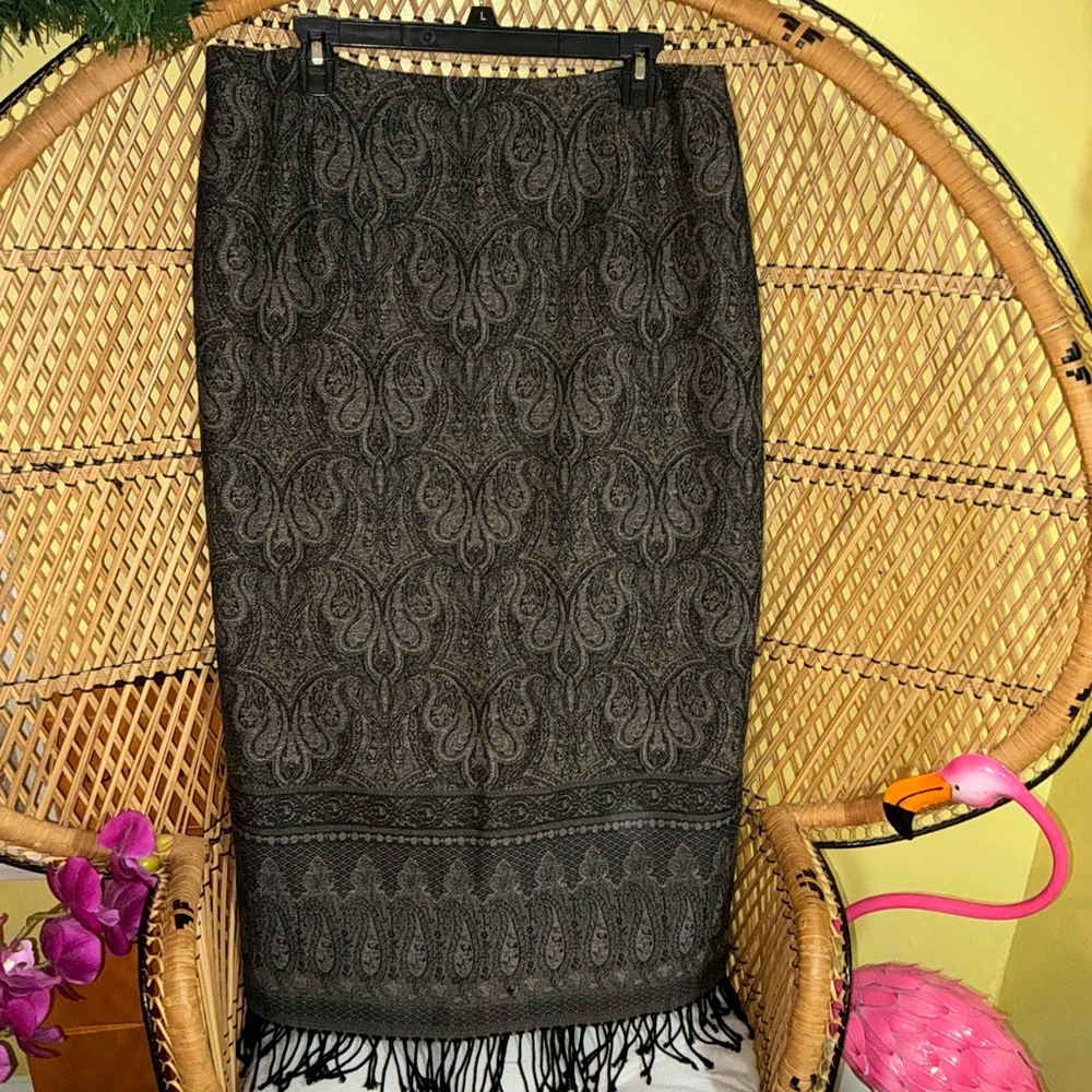 Vintage Talbots Paisley Boho Wool Midi Skirt Size 18 - Picture 3 of 12